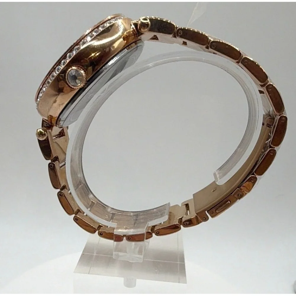 New Tavan Rose Gold Rhinestone Multifunction Watch‎ 1509A New Battery Running 8